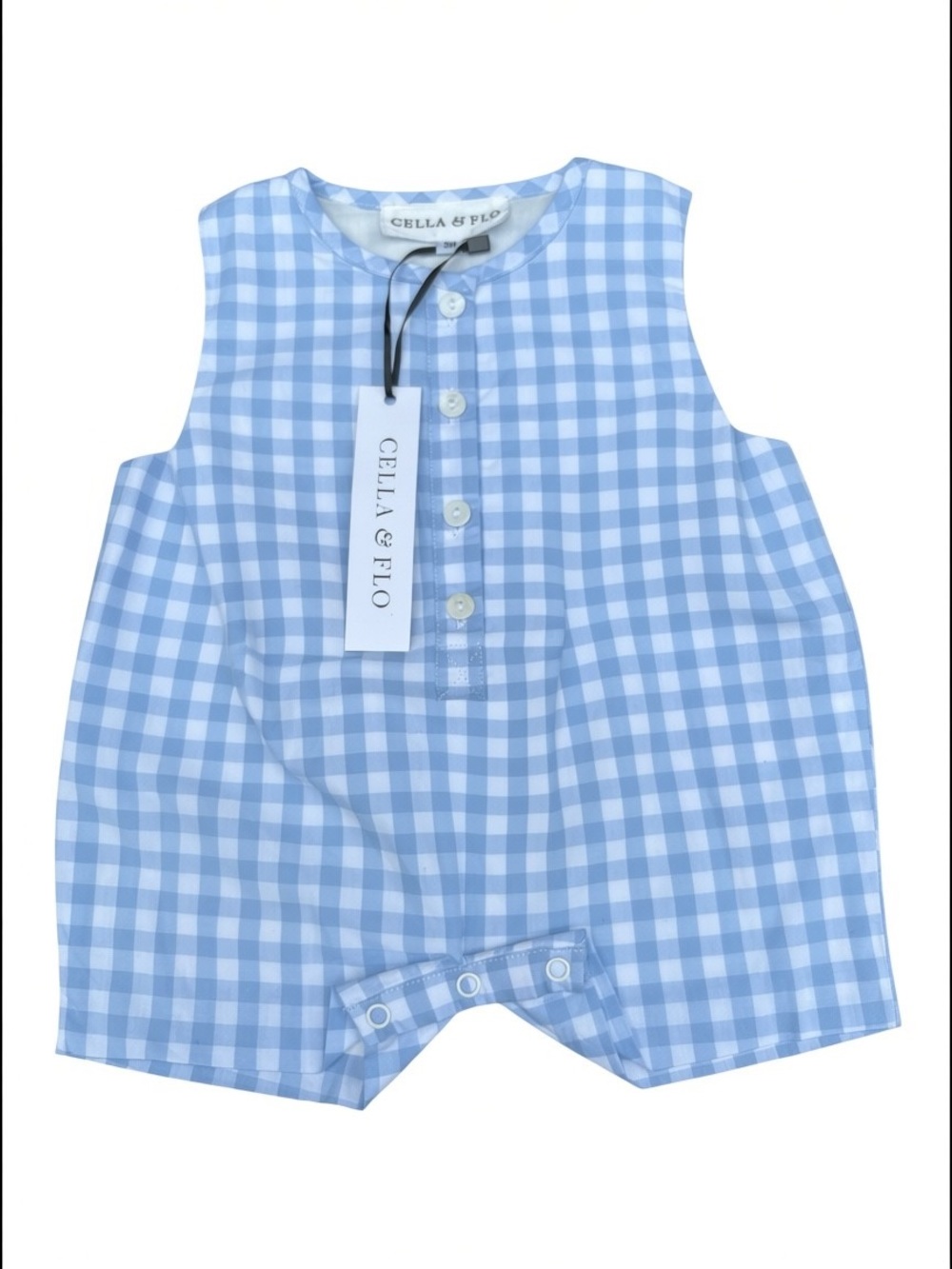 DARLING BLUE AND WHITE GINGHAM ROMPER 3 MOS LINED SNAP CROTCH BUTTON FRONT